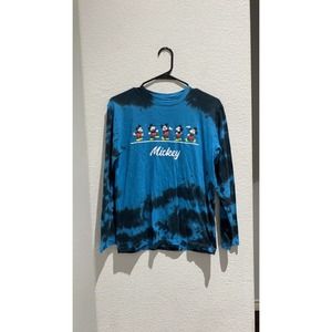 XS Blue tie dye Disney Mickey Mouse long sleeve graphic tee